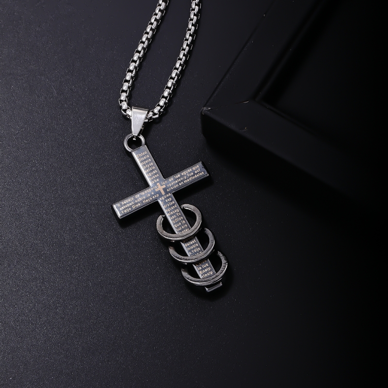 Hip-hop Vintage Style Cross Stainless Steel Alloy Plating Men's Pendant Necklace display picture 3