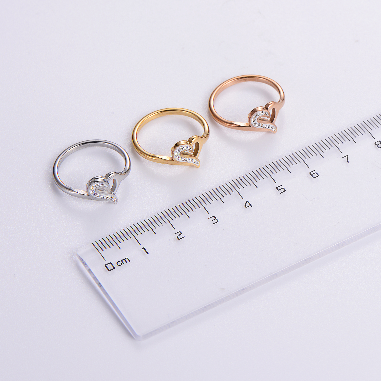 Elegant Romantic Heart Shape Stainless Steel Plating Inlay Rhinestones 18k Gold Plated Rose Gold Plated Rings display picture 1