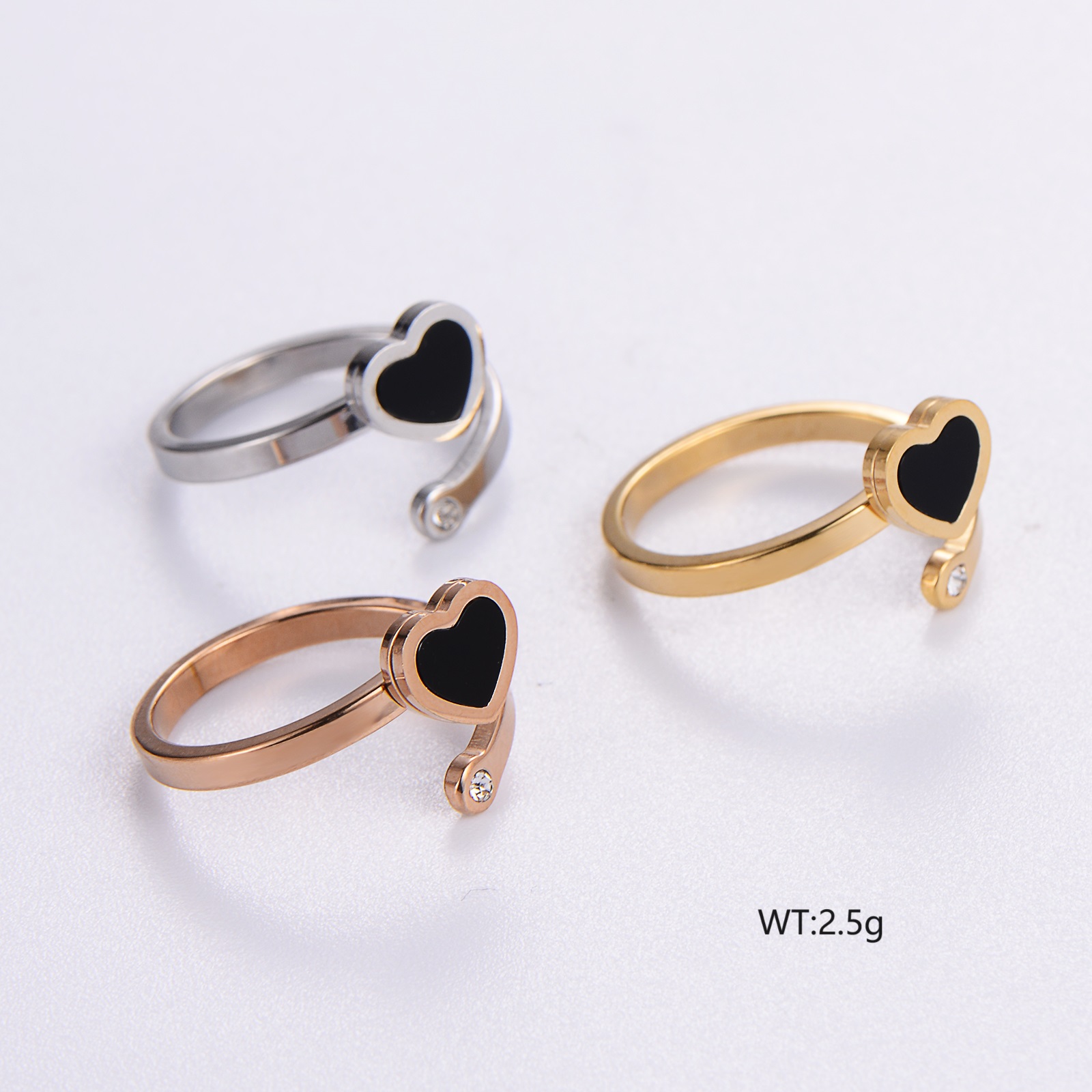 Elegant Romantic Heart Shape Stainless Steel Plating Inlay Acrylic 18k Gold Plated Rose Gold Plated Rings display picture 1