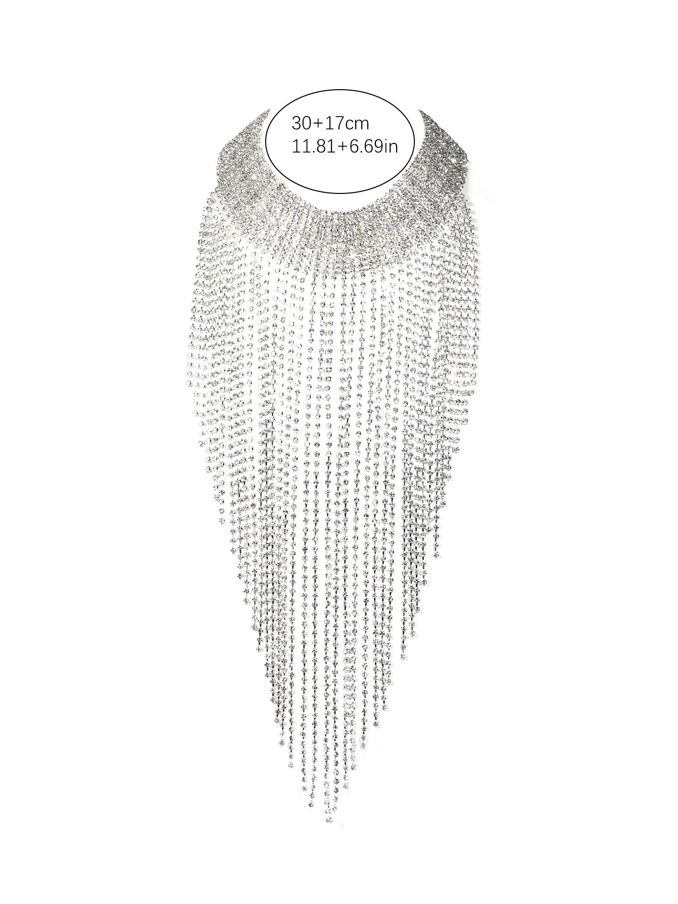 Luxurious Shiny Solid Color Alloy Tassel Plating Inlay Rhinestones Silver Plated Women's Necklace display picture 6