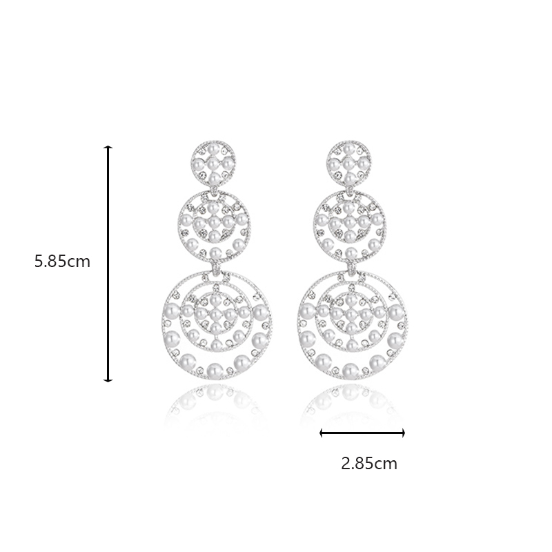1 Pair Vacation Circle Inlay Alloy Pearl Zircon Drop Earrings display picture 8