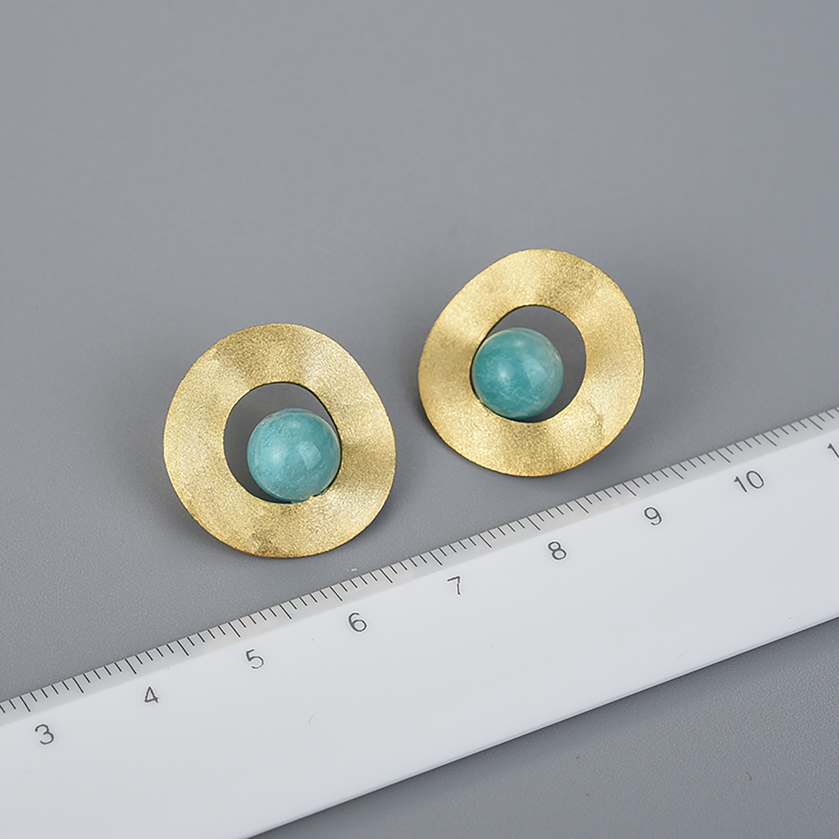 1 Pair Simple Style Round Inlay Sterling Silver Natural Stone Ear Studs display picture 3