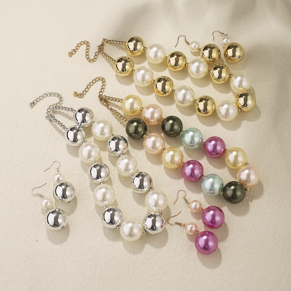 Elegant Luxurious Simple Style Round Imitation Pearl Women's Earrings Necklace display picture 6