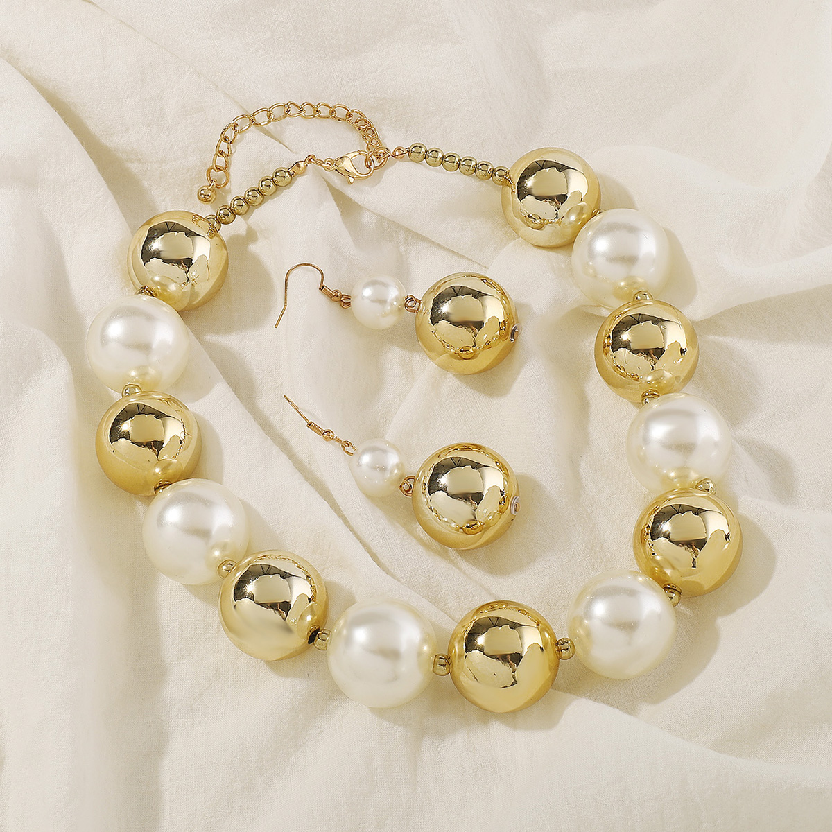 Elegant Luxurious Simple Style Round Imitation Pearl Women's Earrings Necklace display picture 3
