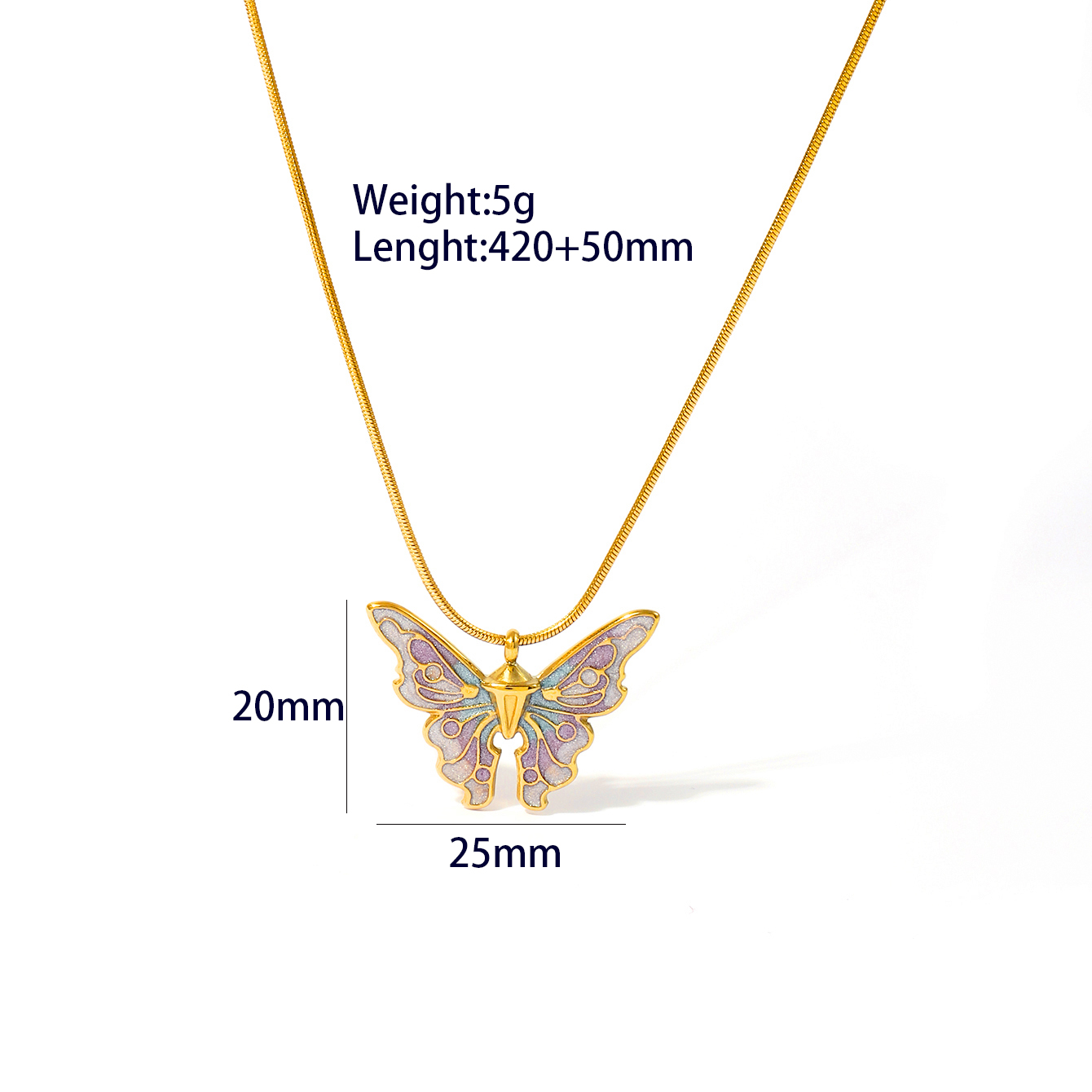 304 Stainless Steel 18K Gold Plated Casual Cute Classic Style Plating Heart Shape Butterfly Pendant Necklace display picture 5