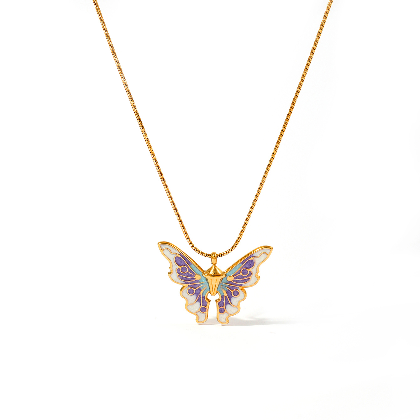 304 Stainless Steel 18K Gold Plated Casual Cute Classic Style Plating Heart Shape Butterfly Pendant Necklace display picture 6