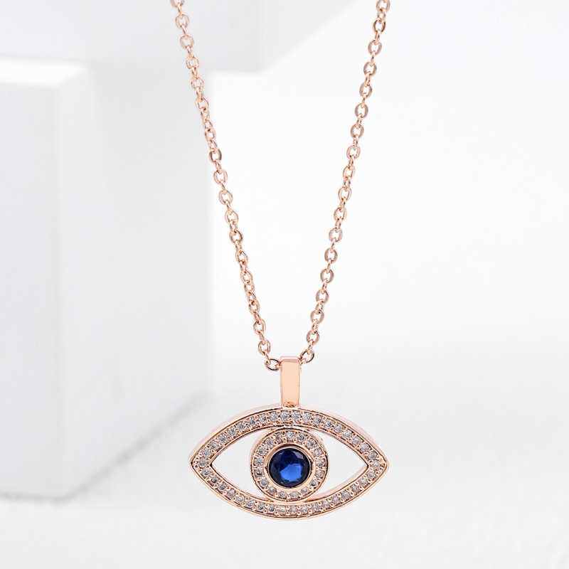 Vintage Style Eye Copper Plating Inlay Zircon 18k Gold Plated Pendant Necklace display picture 1