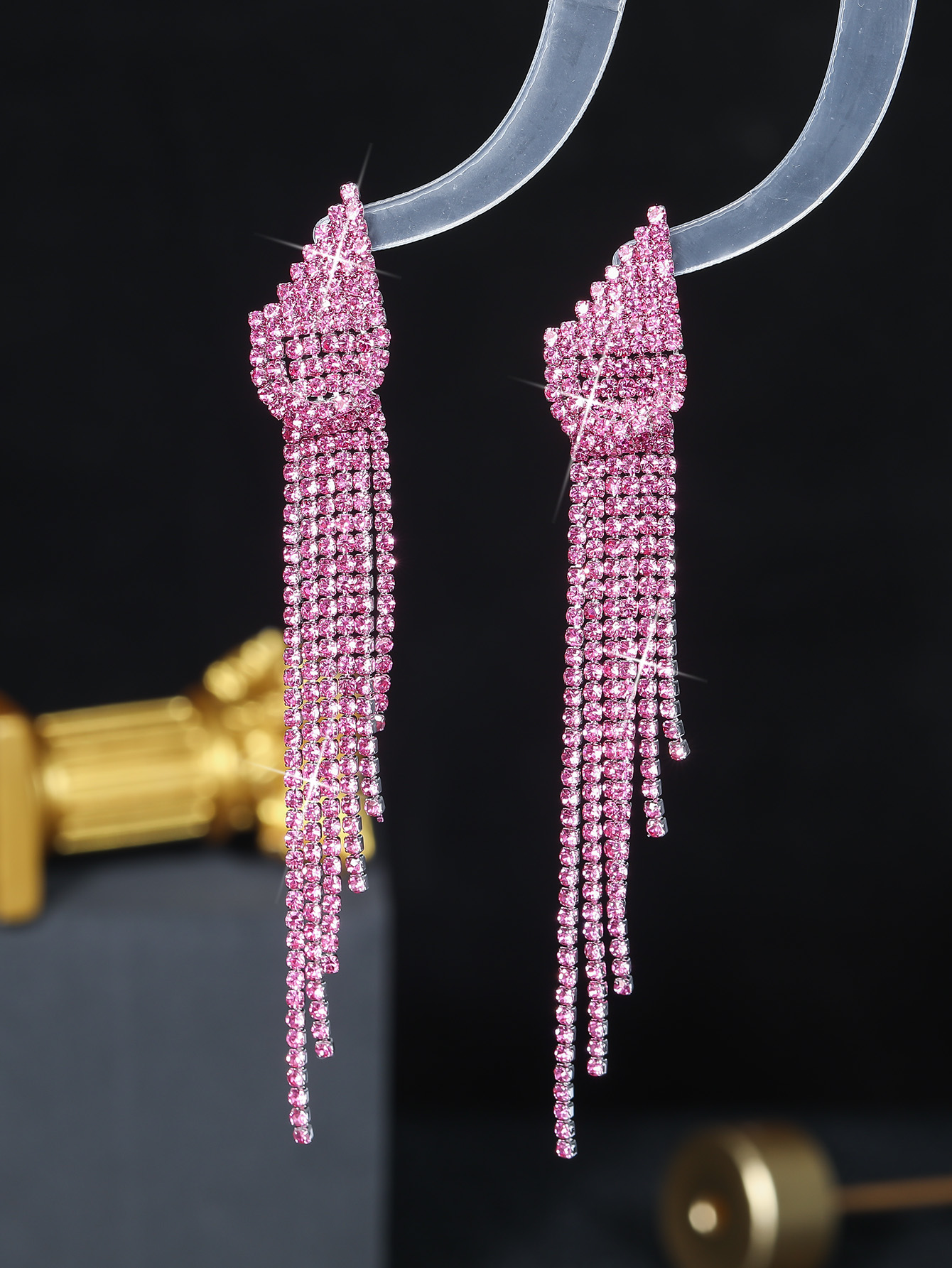 1 Pair Elegant Sweet Solid Color Plating Inlay Alloy Rhinestones Drop Earrings display picture 4