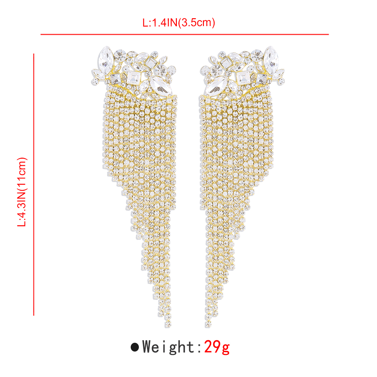 1 Pair Modern Style Simple Style Solid Color Inlay Alloy Rhinestones Drop Earrings display picture 1
