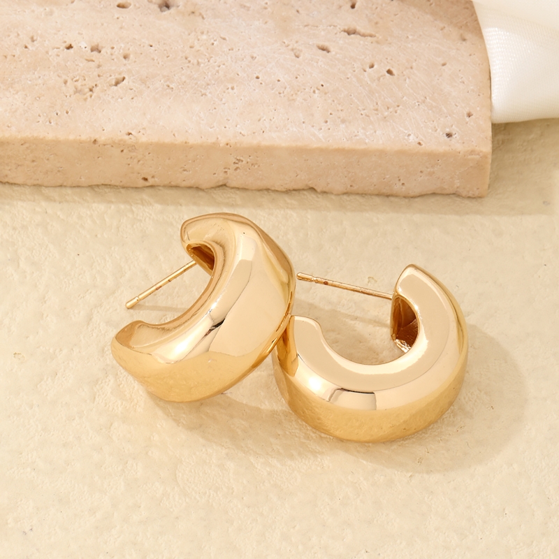 1 Pair IG Style Hip-Hop Type C Solid Color Polishing Plating 304 Stainless Steel Gold Plated Silver Plated Ear Studs display picture 2