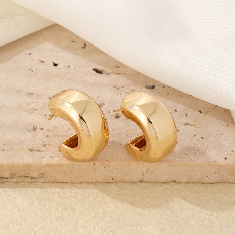 1 Pair IG Style Hip-Hop Type C Solid Color Polishing Plating 304 Stainless Steel Gold Plated Silver Plated Ear Studs display picture 4