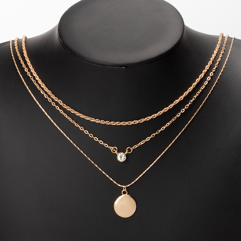 Simple Style Round Alloy Women's Three Layer Necklace display picture 5