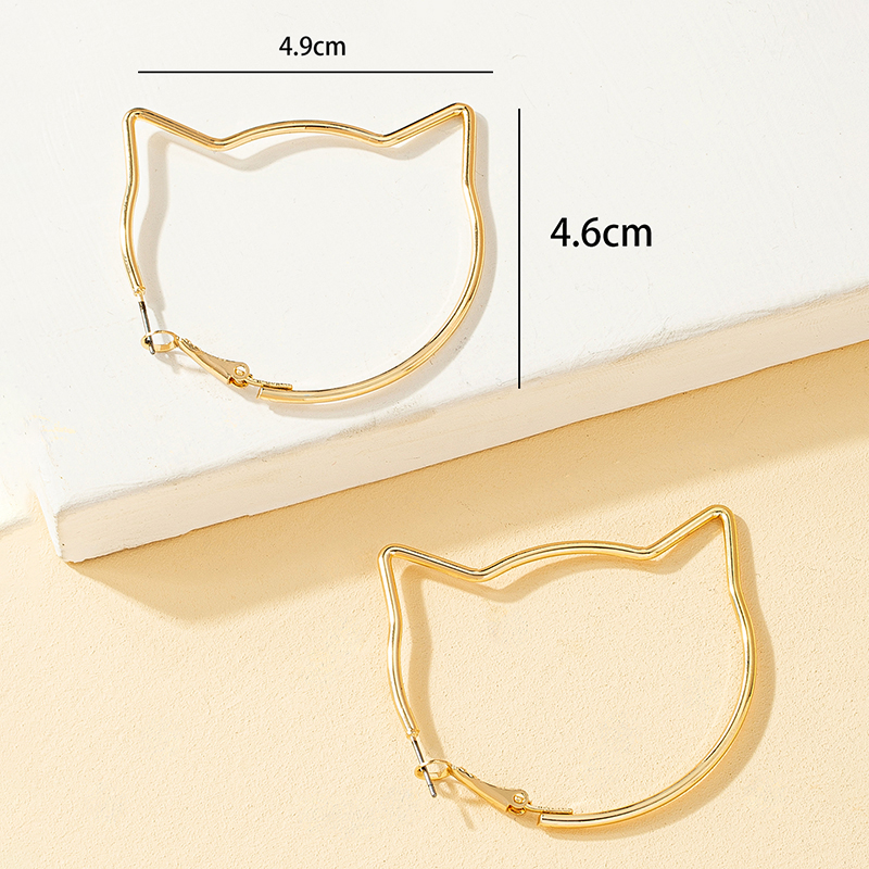 1 Pair Cute Sweet Cat Plating Ferroalloy 14k Gold Plated Hoop Earrings display picture 3