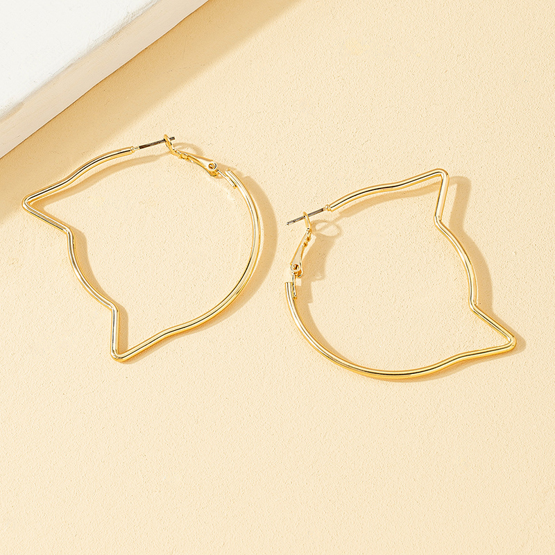 1 Pair Cute Sweet Cat Plating Ferroalloy 14k Gold Plated Hoop Earrings display picture 5
