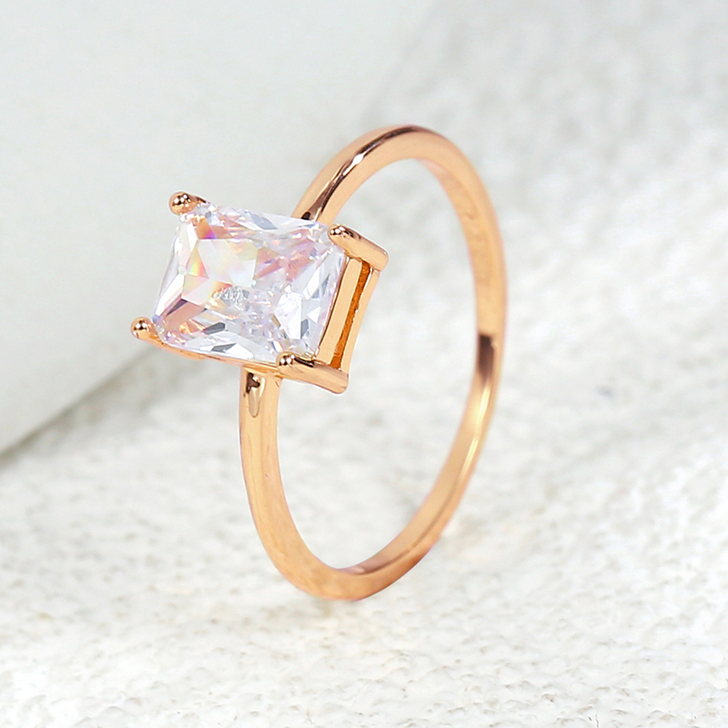 Basic Simple Style Classic Style Geometric Copper Plating Inlay Zircon 18k Gold Plated Rose Gold Plated White Gold Plated Rings display picture 8