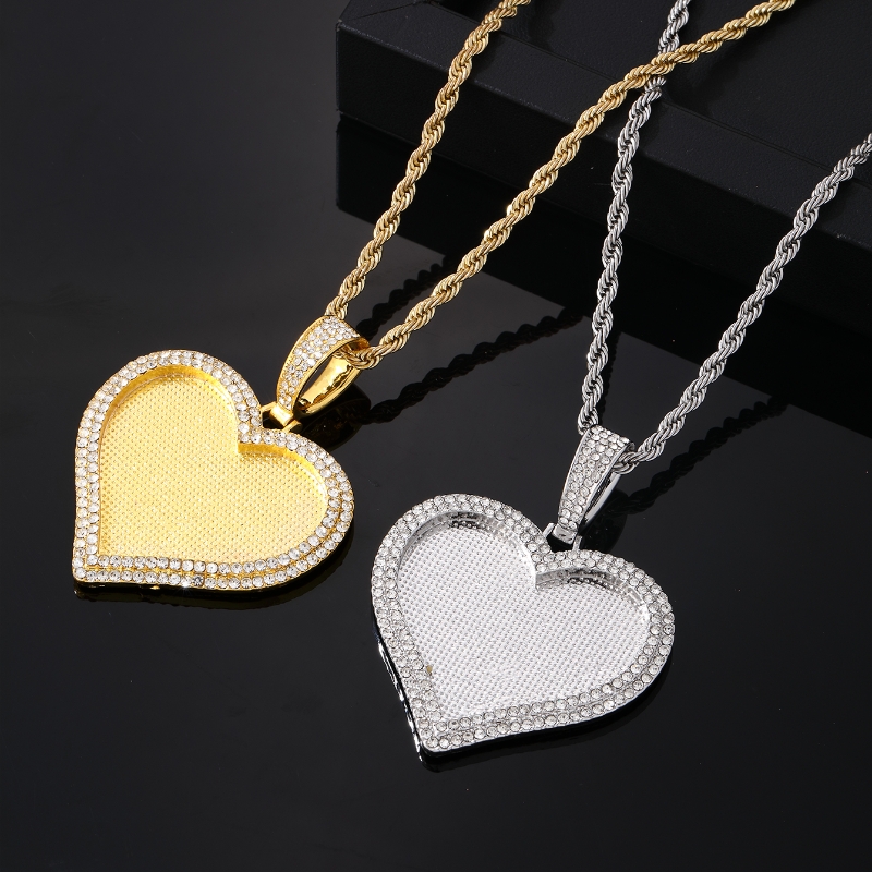 Wholesale Hip-hop Vintage Style Heart Shape Stainless Steel Alloy Plating Inlay Rhinestones Charms display picture 5
