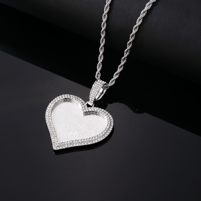Wholesale Hip-hop Vintage Style Heart Shape Stainless Steel Alloy Plating Inlay Rhinestones Charms display picture 3