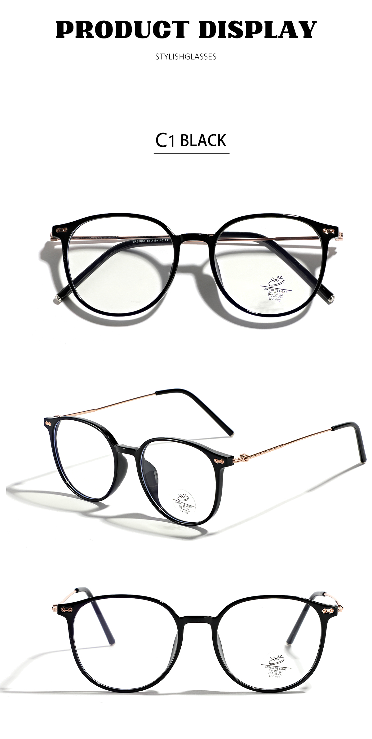 Modern Style Streetwear Round Solid Color Ac Round Frame Full Frame Glasses display picture 6