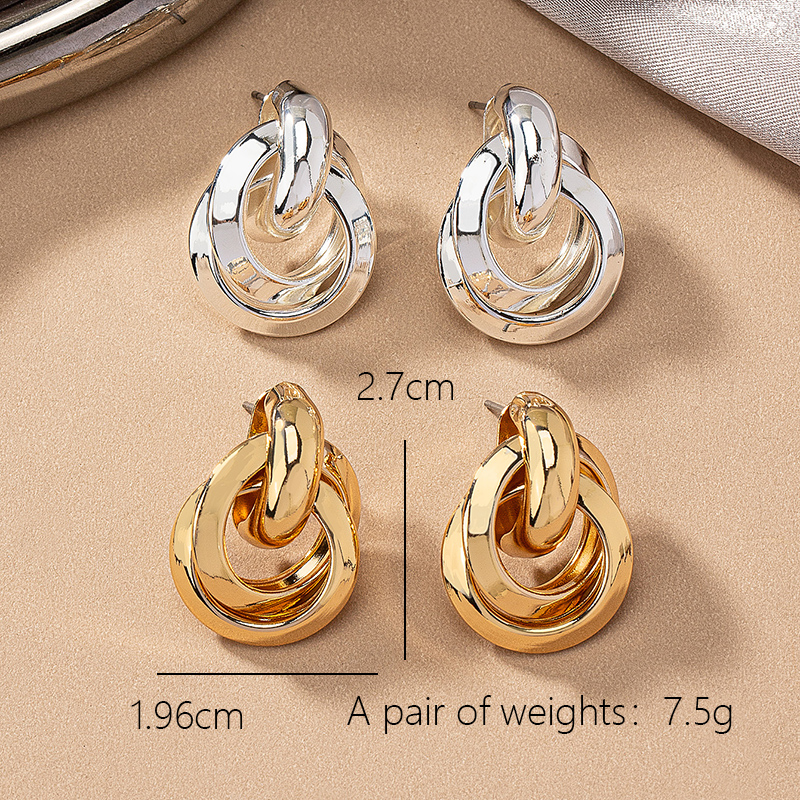 2 Pieces Simple Style Circle Round Plating Alloy Ferroalloy 14k Gold Plated Silver Plated Ear Studs display picture 7