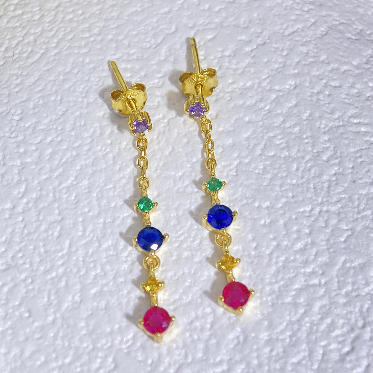 1 Pair Elegant Colorful Plating Inlay Sterling Silver Zircon Drop Earrings display picture 5