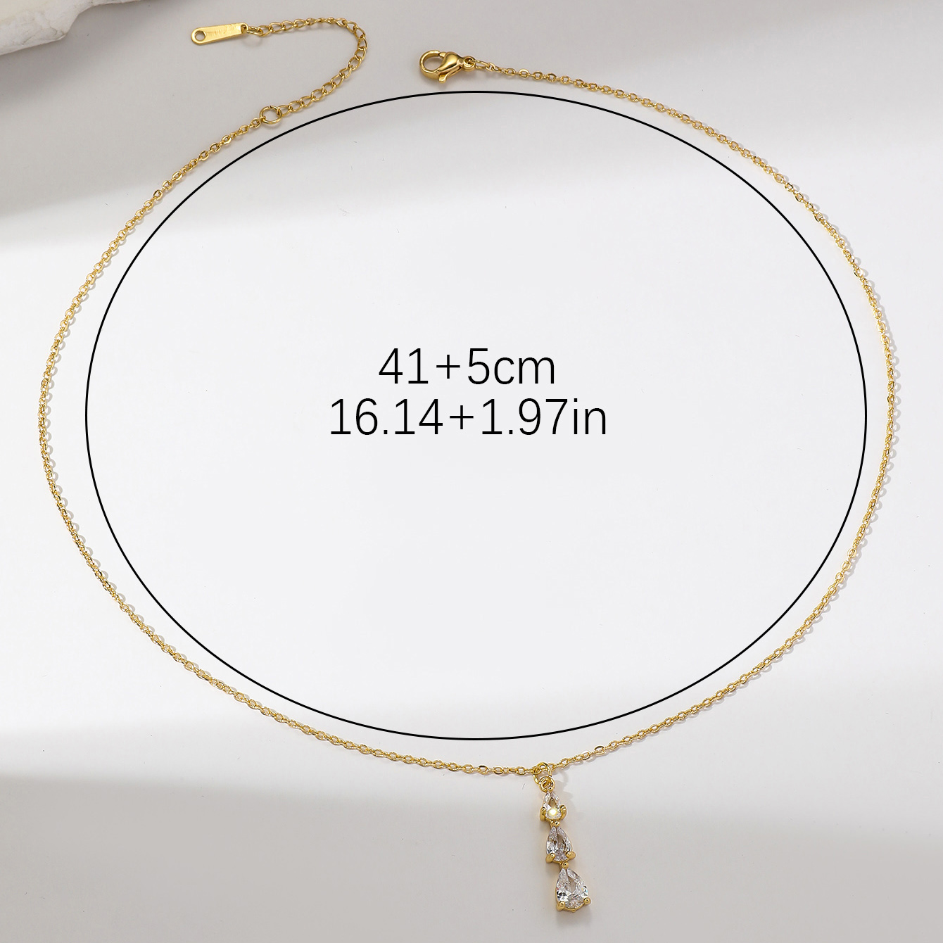 Einfacher Stil Wassertropfen Kupfer Überzug Inlay Zirkon Vergoldet Halskette Mit Anhänger display picture 1