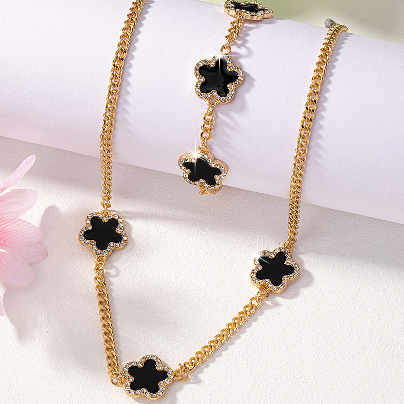 Elegant Romantic Flower Ferroalloy Plating Inlay Rhinestones 14k Gold Plated Women's Bracelets Necklace display picture 1