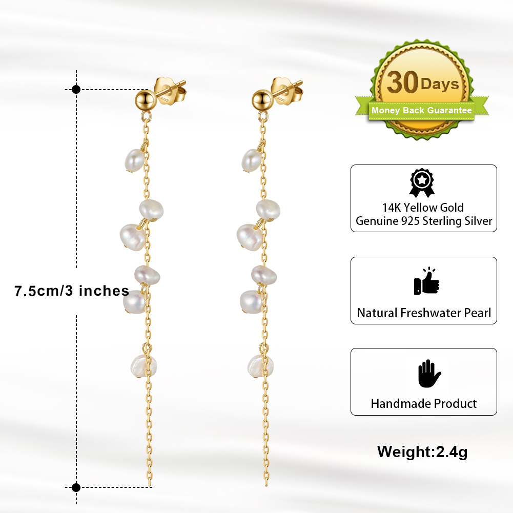 1 Pair Baroque Style French Style Geometric Color Block Irregular Polishing Plating Freshwater Pearl Sterling Silver 14k Gold Plated White Gold Plated Silver Plated Drop Earrings display picture 1