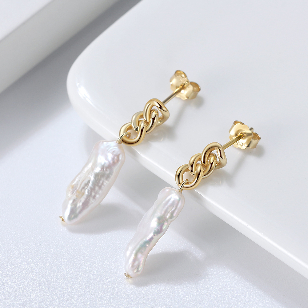 1 Pair Baroque Style French Style Geometric Color Block Irregular Polishing Plating Freshwater Pearl 14k Gold Plated White Gold Plated Silver Plated Drop Earrings display picture 6