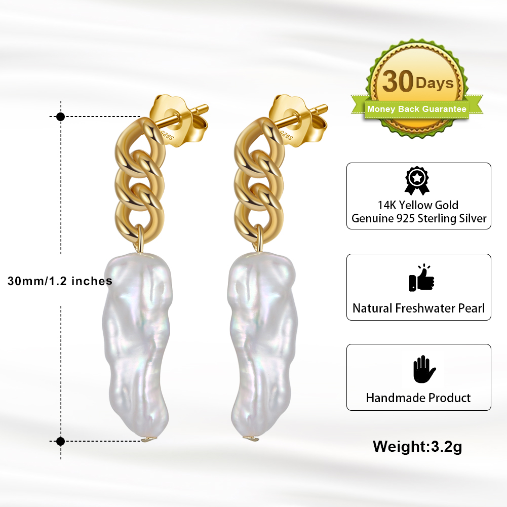 1 Pair Baroque Style French Style Geometric Color Block Irregular Polishing Plating Freshwater Pearl 14k Gold Plated White Gold Plated Silver Plated Drop Earrings display picture 1