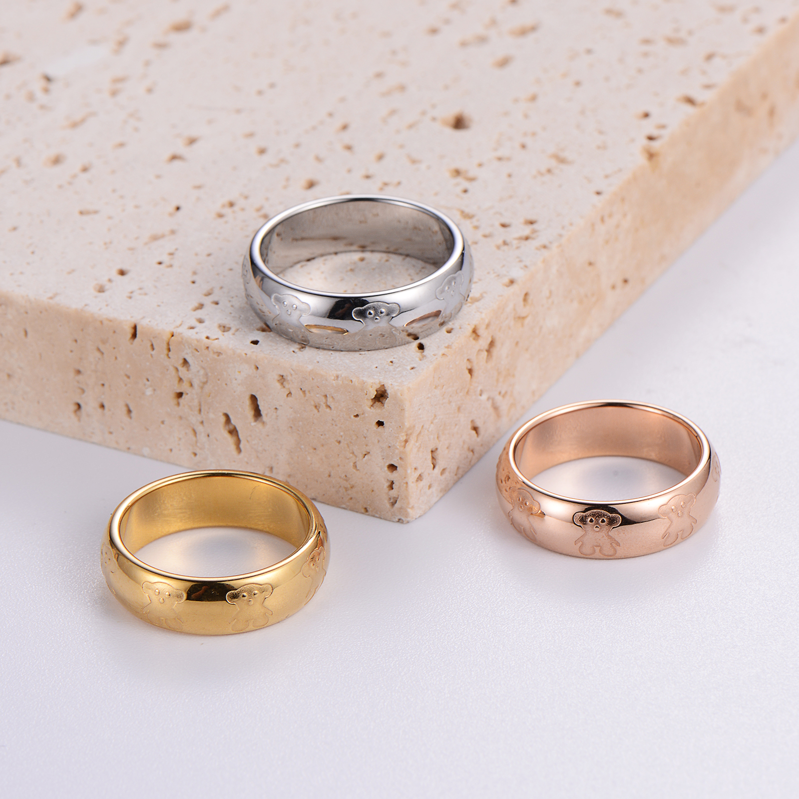 Casual Solid Color Stainless Steel Plating 18k Gold Plated Rose Gold Plated Rings display picture 5