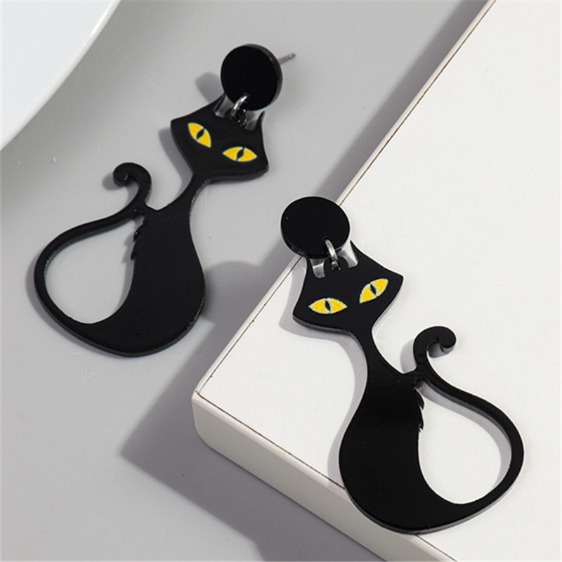 1 Pair Simple Style Cat Printing Arylic Drop Earrings display picture 3