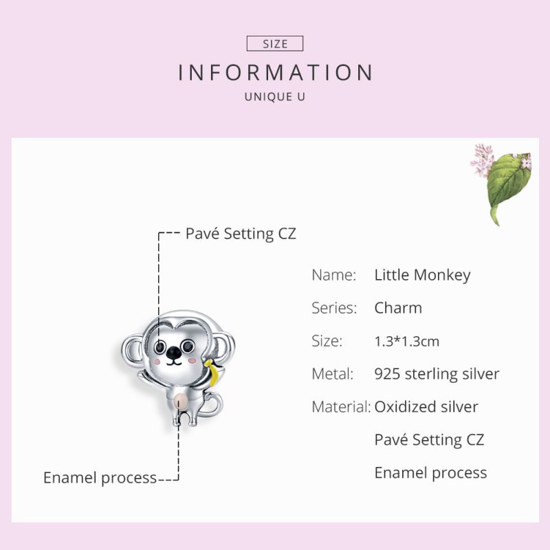 Casual Monkey Sterling Silver Inlay Zircon Jewelry Accessories display picture 4