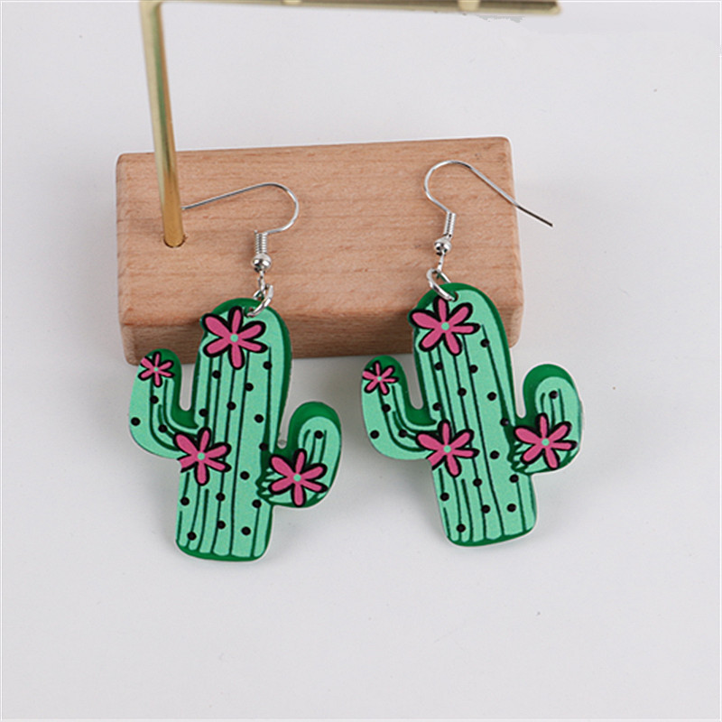 1 Pair Simple Style Streetwear Cactus Arylic Drop Earrings display picture 4