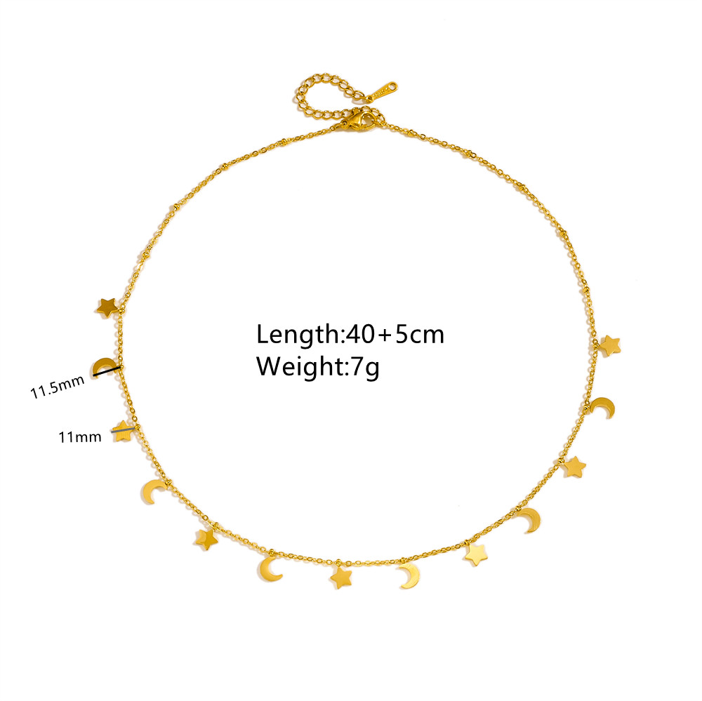 Acero Titanio Chapados en oro de 18k Estilo Simple Enchapado Estrella Luna Collar display picture 3