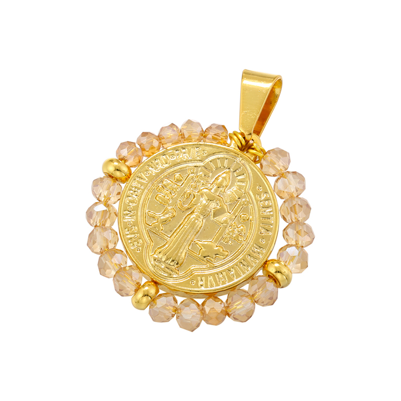 Wholesale Hip-Hop Retro Round Virgin Mary Copper Plating Inlay Carving 18K Gold Plated Zircon display picture 11