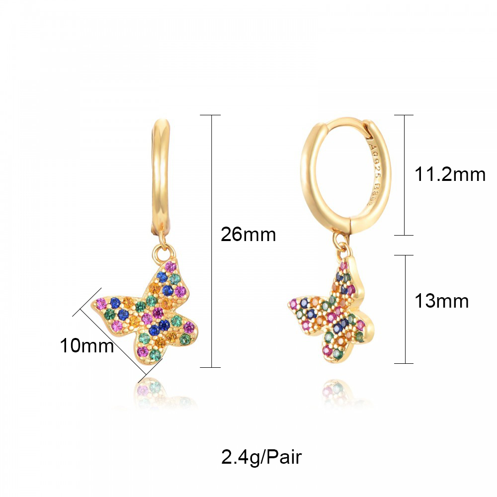 1 Paire Élégant Luxueux Brillant Papillon Placage Incruster Alliage Zircon Plaqué Or 18k Boucles D'oreilles Pendantes display picture 2