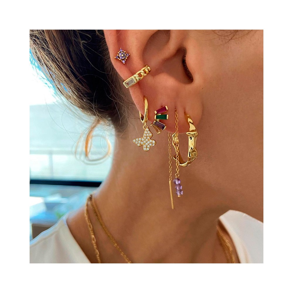 1 Pair Elegant Luxurious Shiny Butterfly Plating Inlay Alloy Zircon 18k Gold Plated Dangling Earrings display picture 4