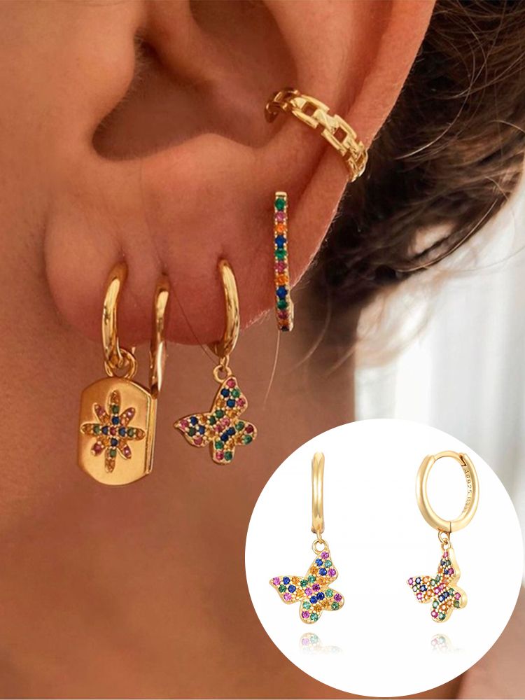 1 Pair Elegant Luxurious Shiny Butterfly Plating Inlay Alloy Zircon 18k Gold Plated Dangling Earrings display picture 8