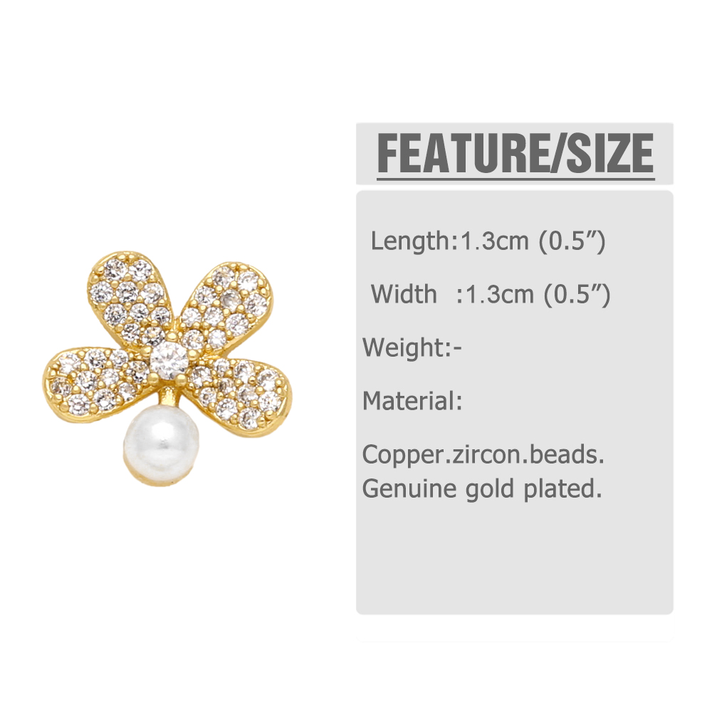 1 Pair Elegant Simple Style Flower Bow Knot Plating Inlay Copper Artificial Pearls Zircon 18k Gold Plated Ear Studs display picture 1