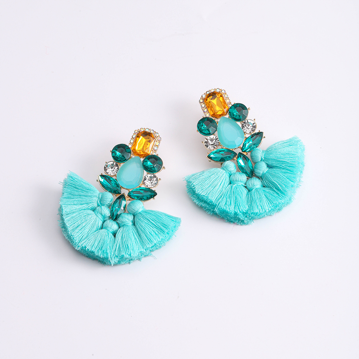 1 Piece Bohemian Flower Tassel Plating Inlay Alloy Plastic Metal Resin Gold Plated Drop Earrings display picture 13