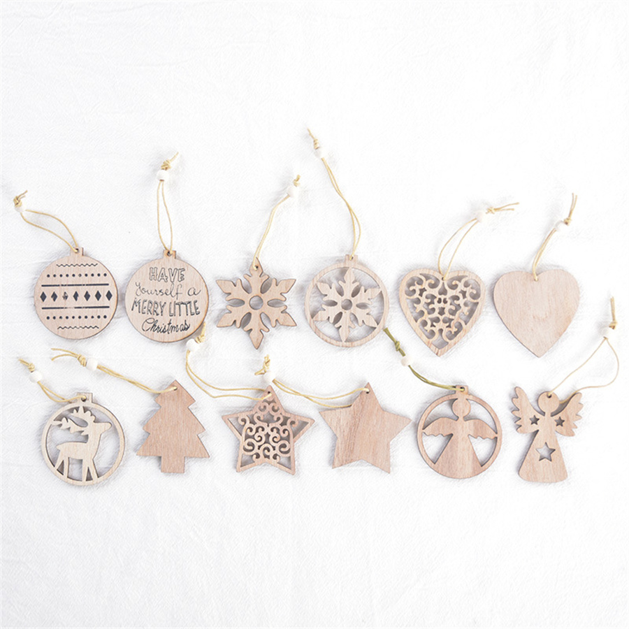 Christmas Pastoral Christmas Tree Angel Star Solid Wood Party Street Hanging Ornaments Ornaments display picture 2