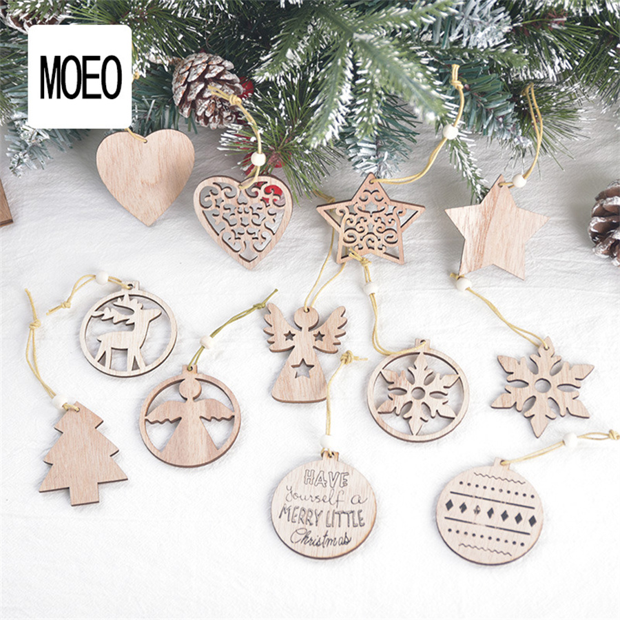 Christmas Pastoral Christmas Tree Angel Star Solid Wood Party Street Hanging Ornaments Ornaments display picture 3