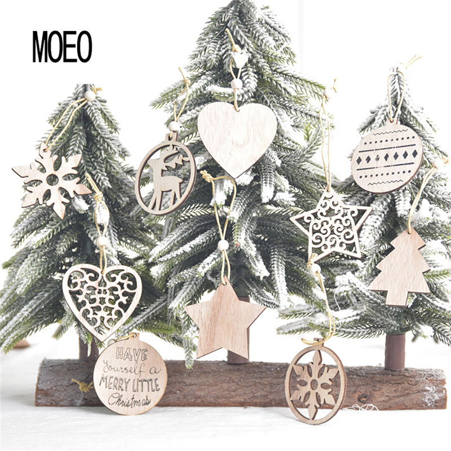 Christmas Pastoral Christmas Tree Angel Star Solid Wood Party Street Hanging Ornaments Ornaments display picture 4