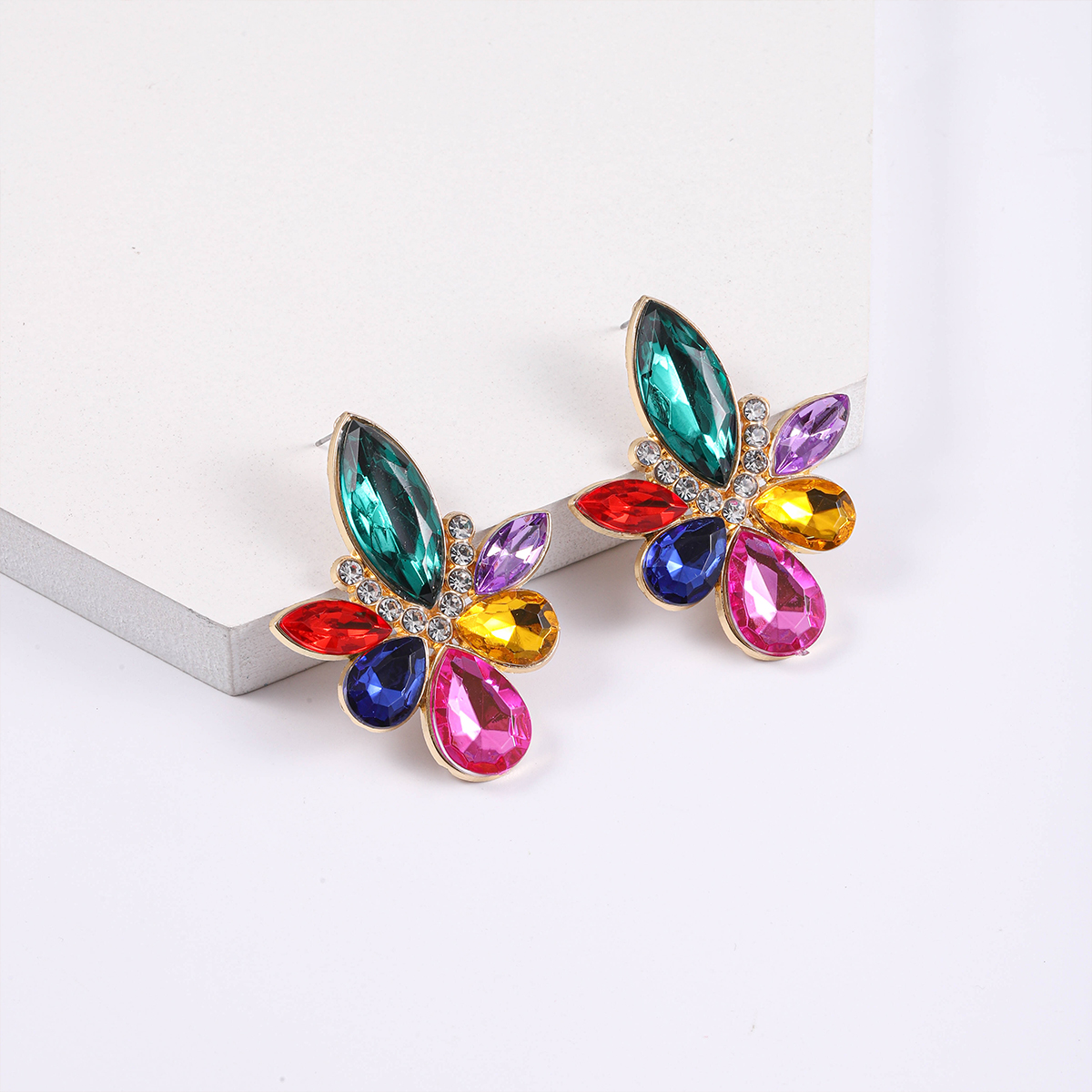 1 Pair Simple Style Commute Water Droplets Plating Inlay Alloy Rhinestones Silver Plated Ear Studs display picture 23