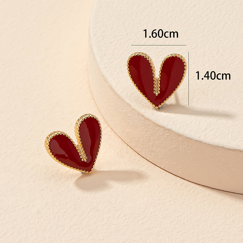 1 Pair Elegant Geometric Heart Shape Plating Alloy Ear Studs display picture 5