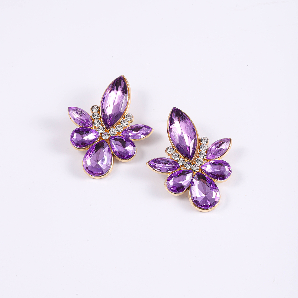 1 Pair Simple Style Commute Water Droplets Plating Inlay Alloy Rhinestones Silver Plated Ear Studs display picture 5