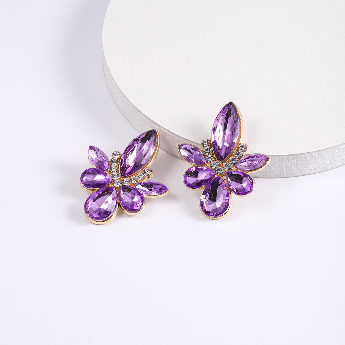 1 Pair Simple Style Commute Water Droplets Plating Inlay Alloy Rhinestones Silver Plated Ear Studs display picture 4