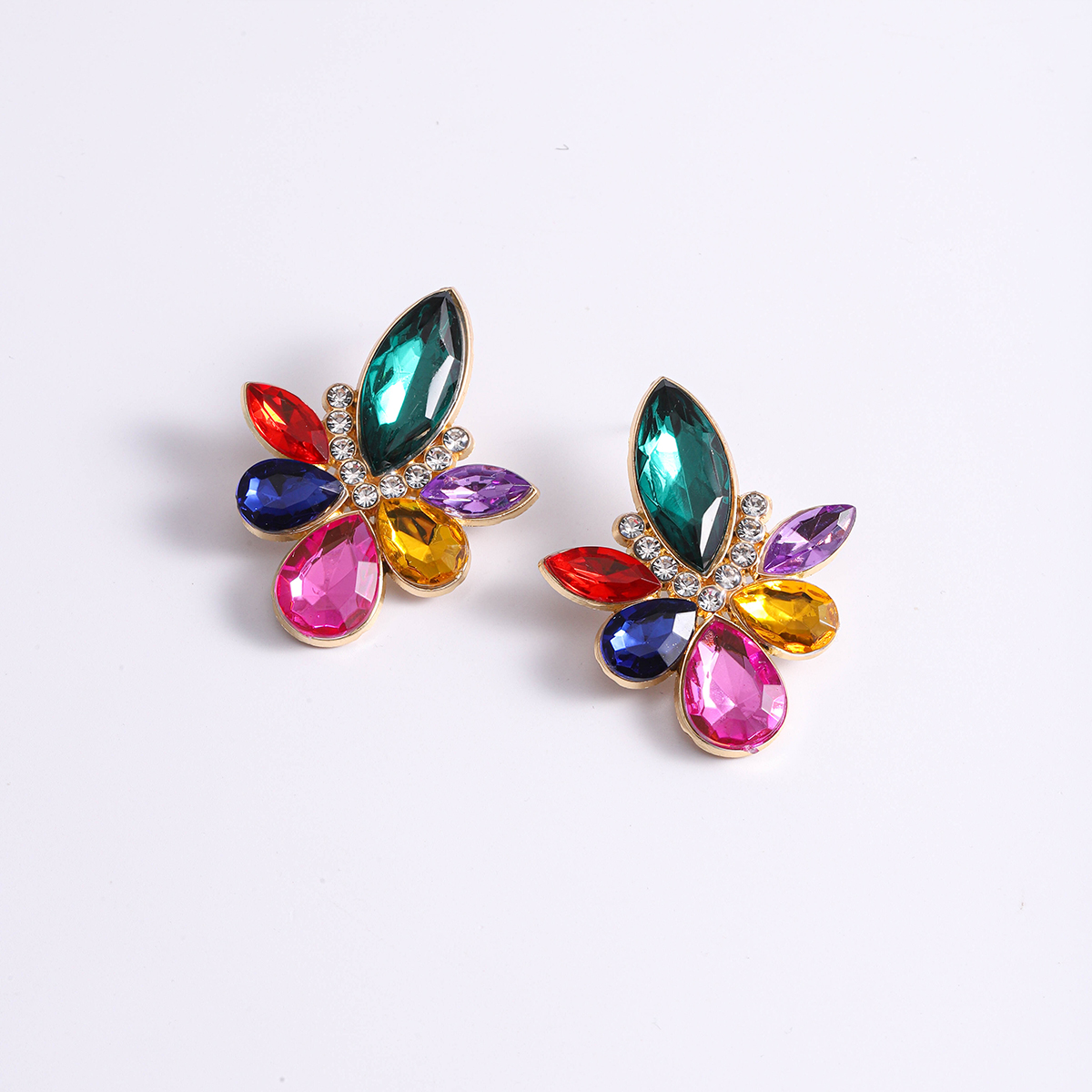 1 Pair Simple Style Commute Water Droplets Plating Inlay Alloy Rhinestones Silver Plated Ear Studs display picture 7