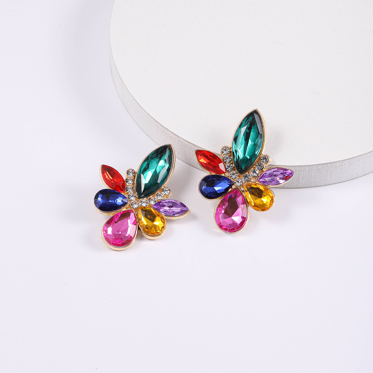 1 Pair Simple Style Commute Water Droplets Plating Inlay Alloy Rhinestones Silver Plated Ear Studs display picture 6