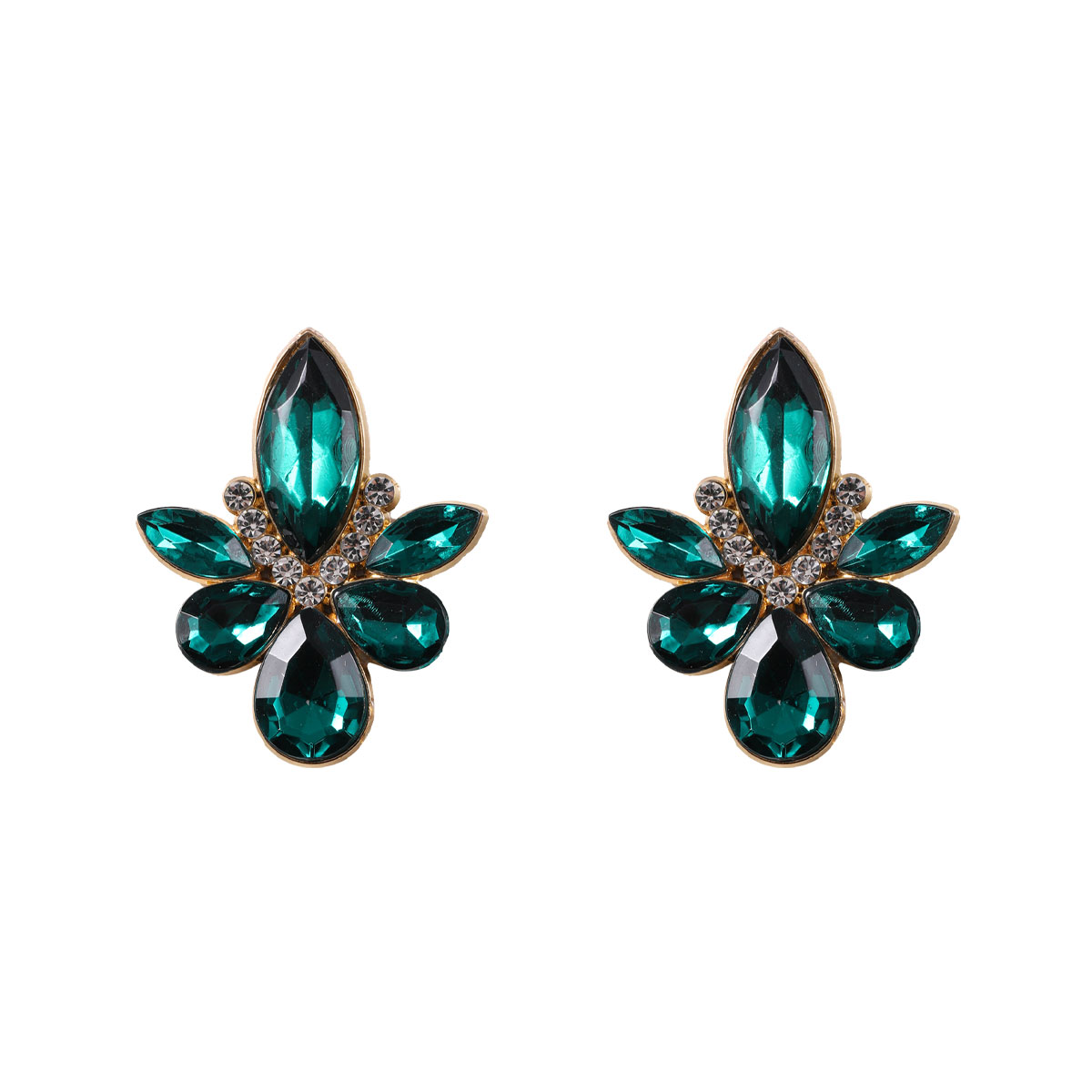 1 Pair Simple Style Commute Water Droplets Plating Inlay Alloy Rhinestones Silver Plated Ear Studs display picture 15